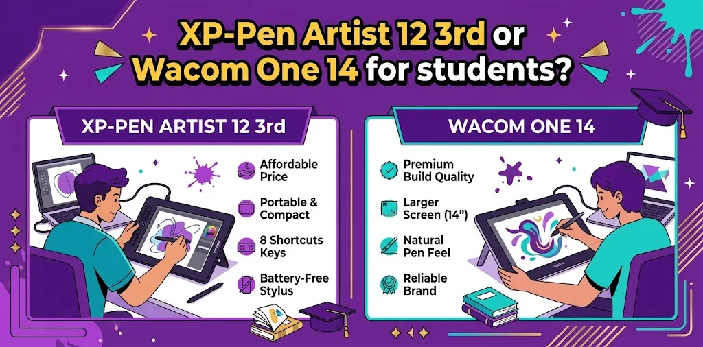 XP-Pen Artist 12 3rd or Wacom One 14 for students